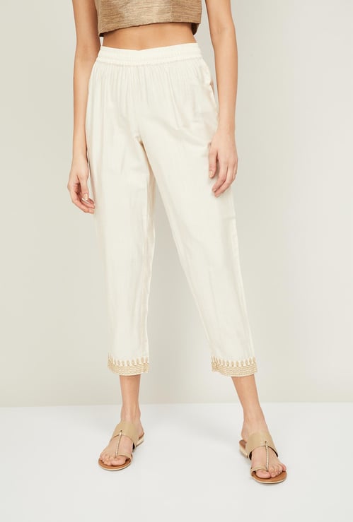 MELANGE Women Solid Cropped Pants