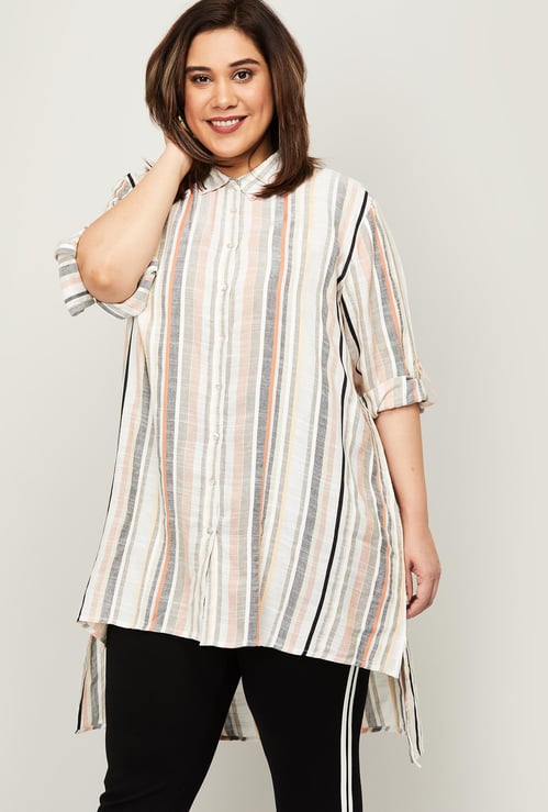 NEXUS Women Striped Three-Quarter Sleeves Shirt