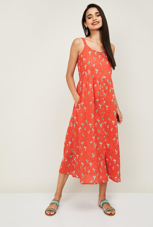 COLOUR ME Women Printed Sleeveless A-Line Dress