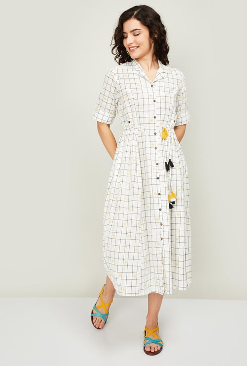 COLOUR ME Women Checked A-line Dress
