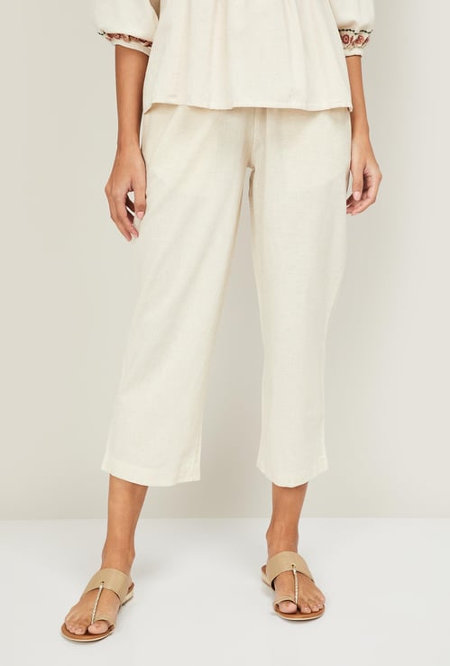 COLOUR ME Women Solid Elasticated Cropped Straight Pants