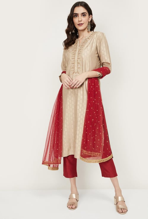 MELANGE Women Printed Kurta with Straight Pants and Dupatta