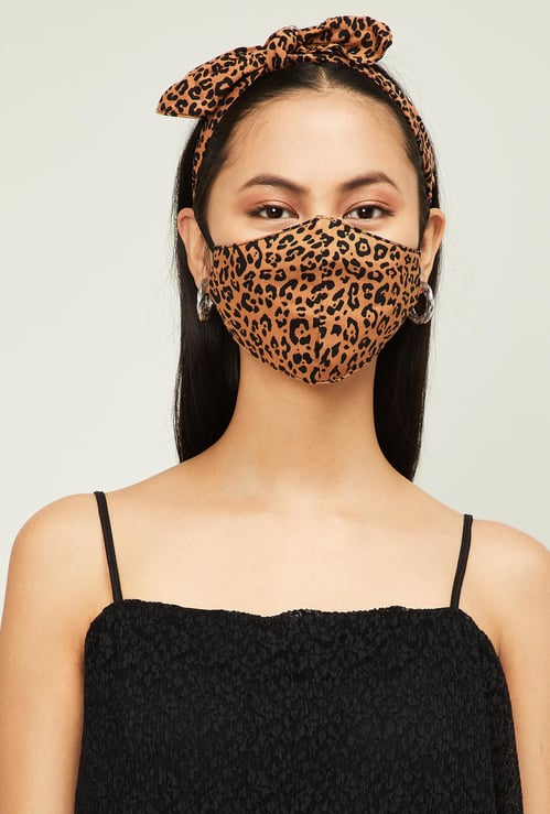 GINGER Women Printed Face Mask with Headband