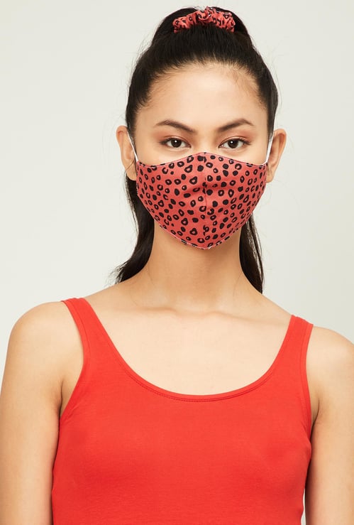 GINGER Women Printed Face Mask with Scrunchie