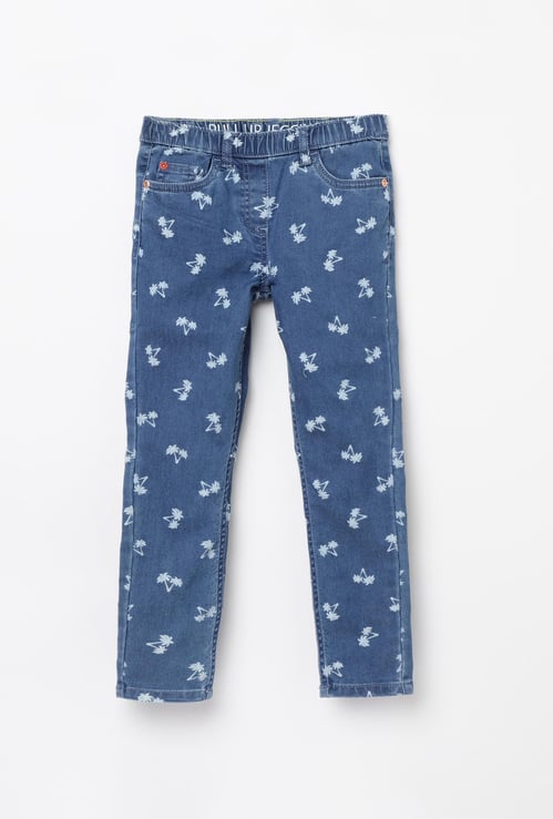 DENIMIZE Girls Printed Regular Fit Elasticated Jeans