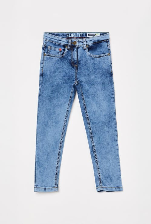 DENIMIZE Girls Acid Washed Slim Fit Jeans
