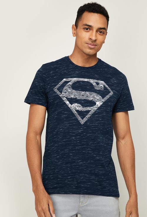 FREE AUTHORITY Men Superman Print Regular Fit Crew Neck T-shirt