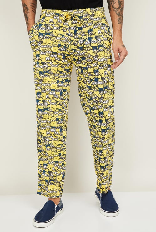 FREE AUTHORITY Men Minion Print Elasticated Track Pants