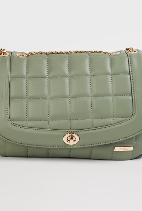 CODE Women Quilted Flap-Closure Sling Bag