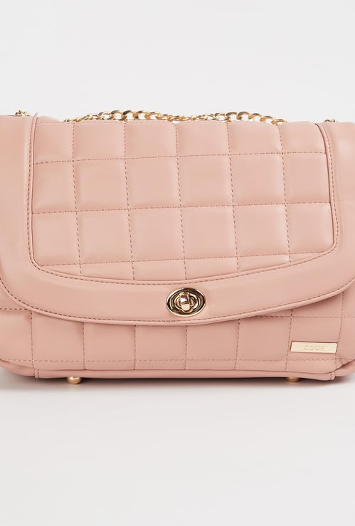 CODE Women Quilted Flap-Closure Sling Bag