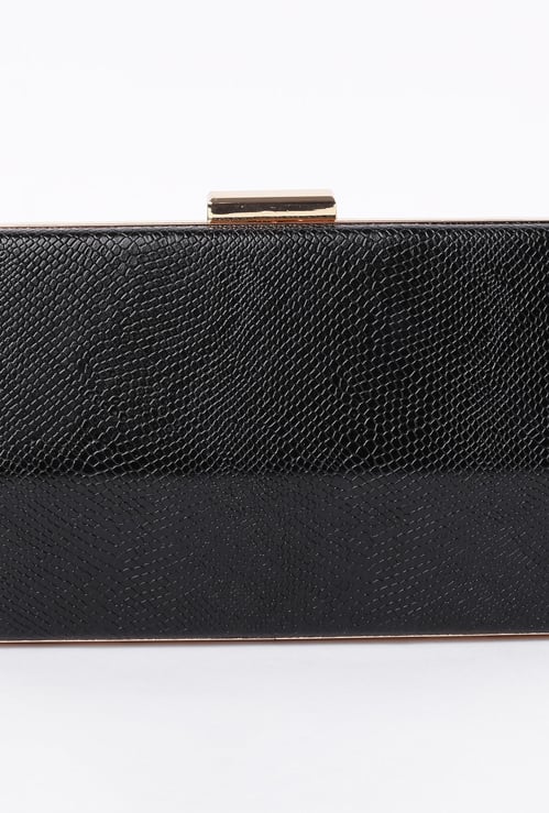 CODE Women Textured Clutch with Detachable Strap