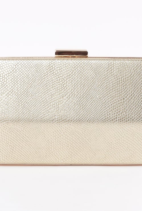 CODE Women Textured Clutch with Detachable Strap