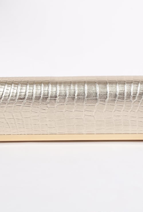 CODE Women Textured Clutch with Detachable Strap