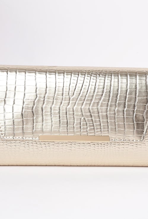CODE Women Textured Clutch with Detachable Strap