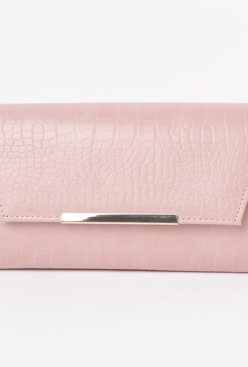 CODE Women Textured Clutch with Detachable Strap