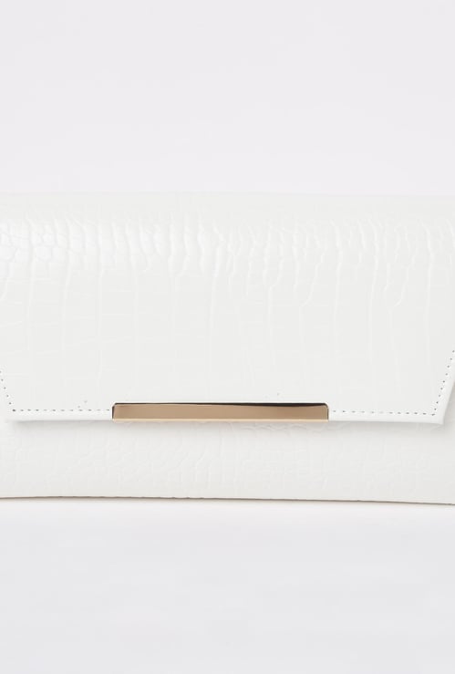 CODE Women Textured Clutch with Detachable Strap