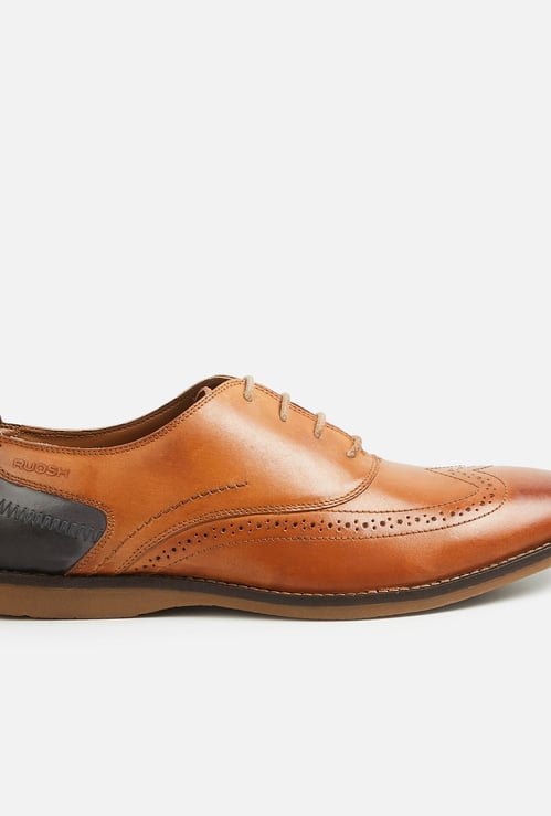 RUOSH Men Perforated Formal Derby Shoes