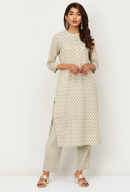 MELANGE Printed Three-Quarter Sleeves kurta with Straight Pants