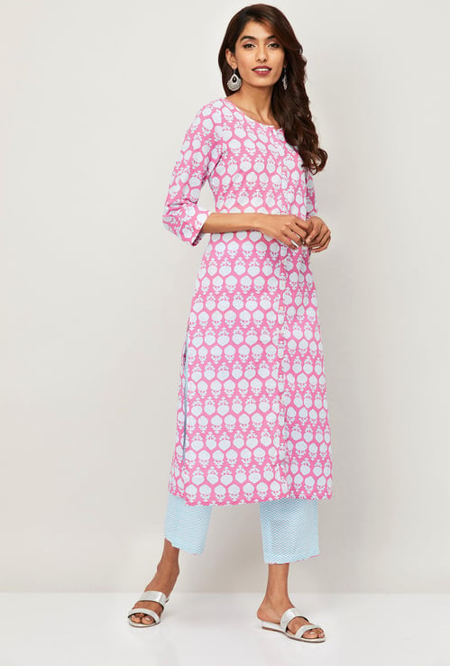 MELANGE Women Printed Straight Kurta with Palazzos