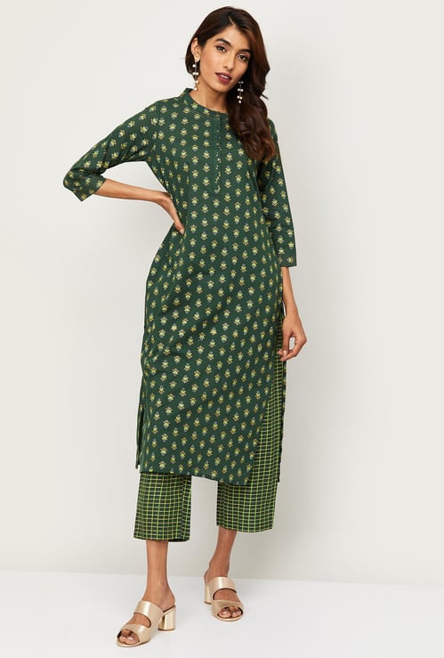 MELANGE Women Printed Straight Kurta with Palazzos