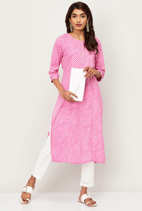 MELANGE Women Striped Straight kurta with Solid Straight Pants