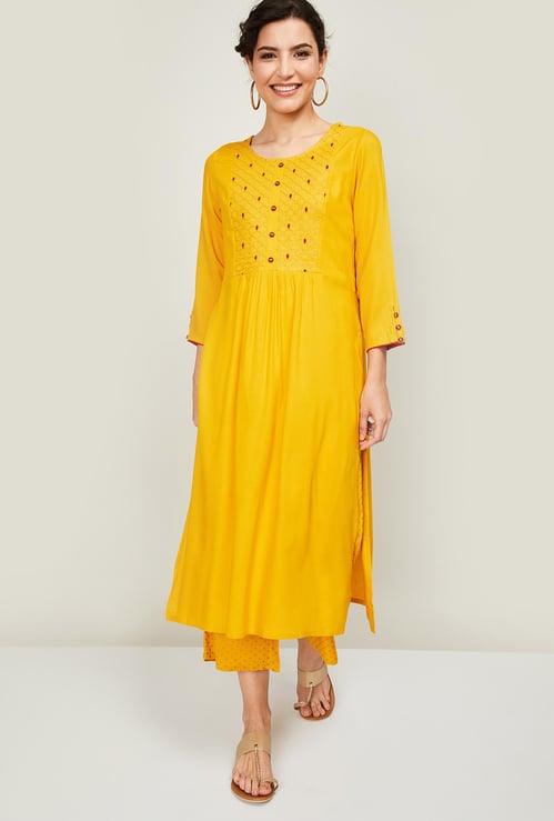 MELANGE Women Printed A-Line Kurta with Palazzos