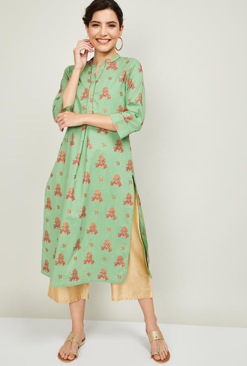MELANGE Women Printed Kurta with Solid Palazzos