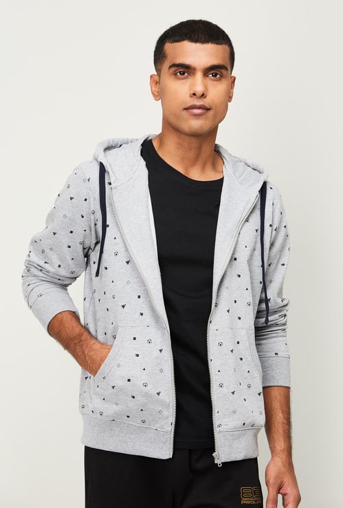 PARX Men Printed Full Sleeves Hooded Sweatshirt