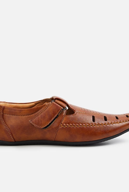 CODE Men Perforated Detail Slip-On Sandals