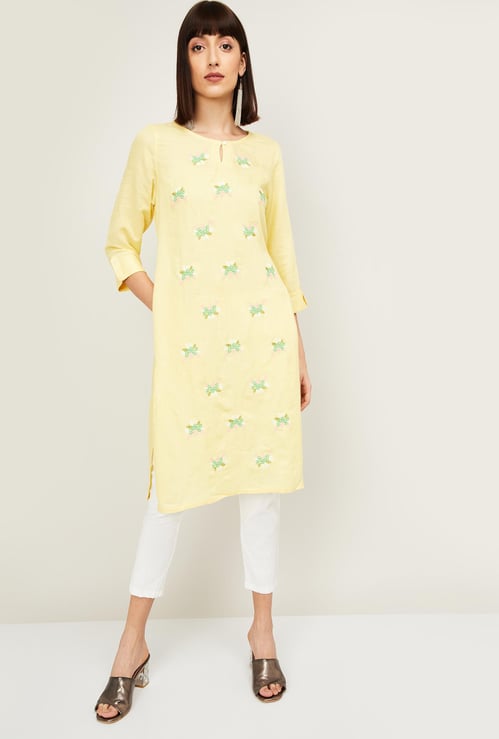 MELANGE Women Embroidered Three-quarter Sleeves Kurta