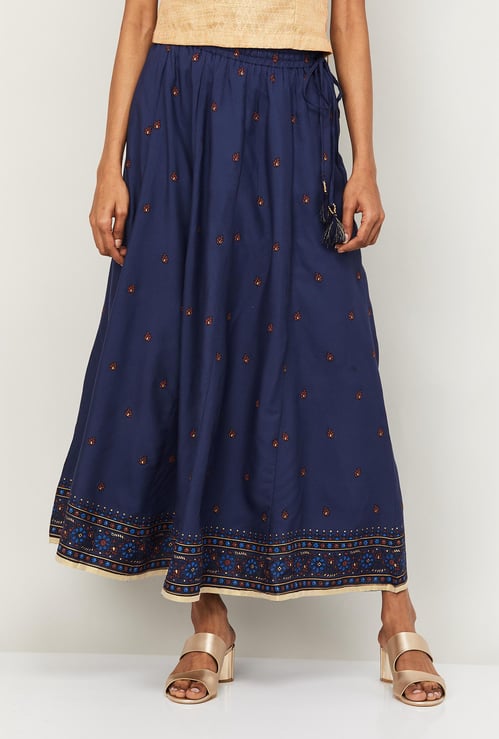 MELANGE Women Printed Elasticated A-Line Skirt