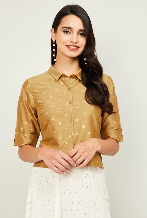 MELANGE Women Printed Short Sleeves Top