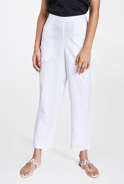 GLOBAL DESI Women Solid Elasticated Straight Pants
