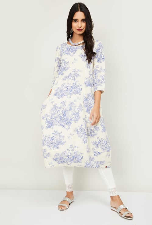 BIBA Women Printed Kurta with Necklace
