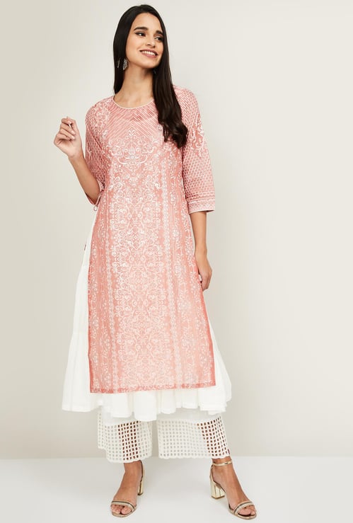 BIBA Women Printed Layered A-Line Kurta