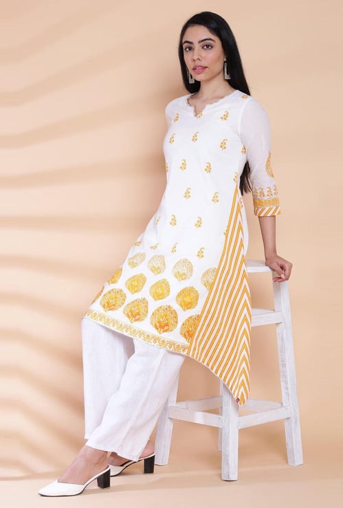 BIBA Women Printed Straight Kurta with a Mask