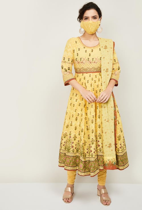 BIBA Women Printed A-Line Kurta with Leggings And Dupatta