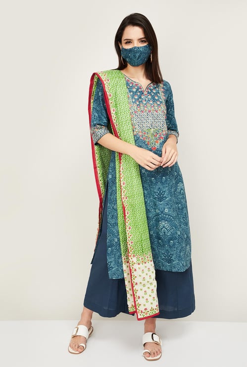 BIBA Women Printed Kurta with Palazzos and Dupatta