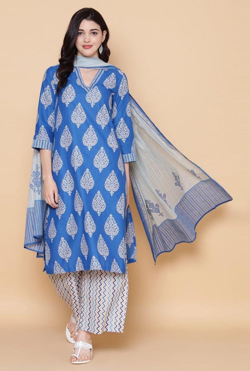 BIBA Women Printed Kurta with Palazzo and Dupatta
