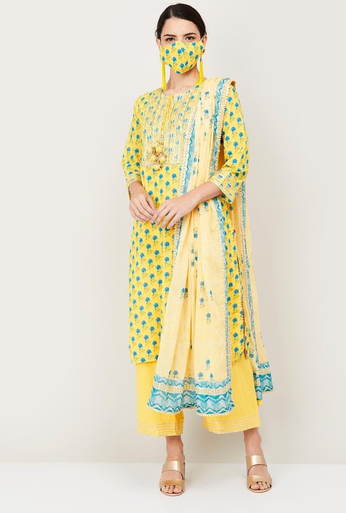 BIBA Women Printed Kurta with Palazzos and Dupatta