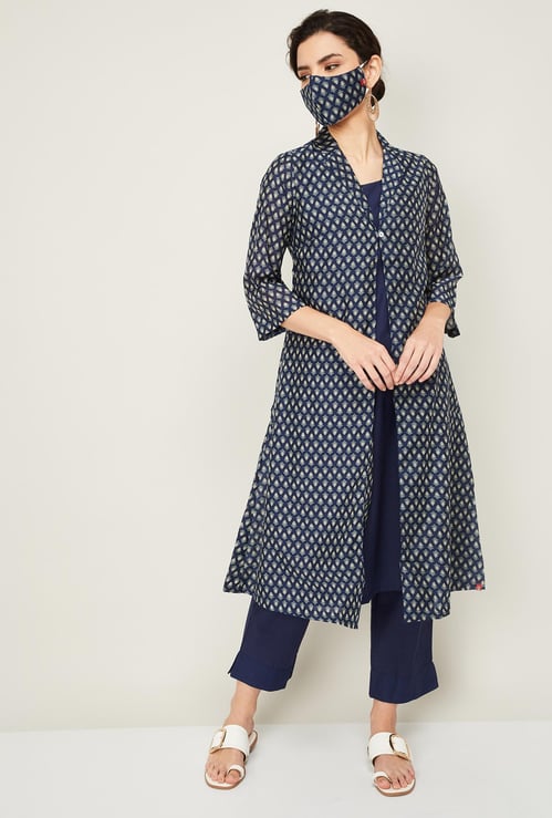 BIBA Women Solid Sleeveless Kurta with Pants and Shrug