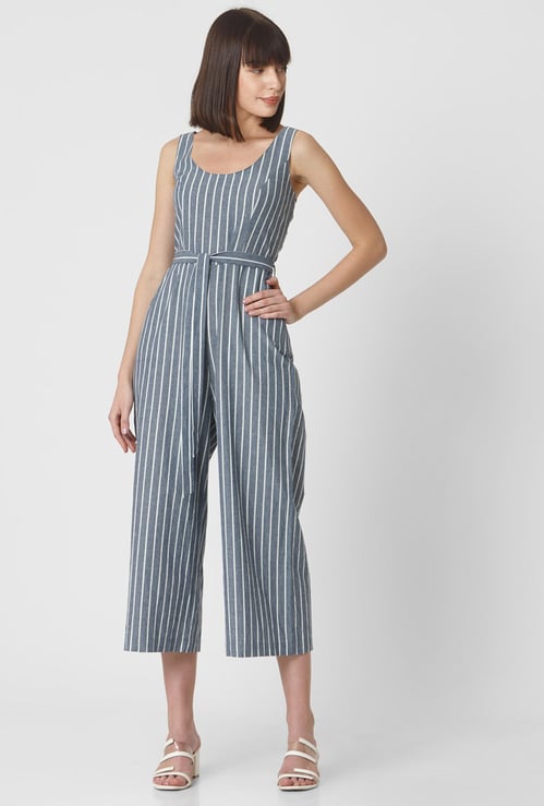 VERO MODA Striped Sleeveless Jumpsuit With Belt
