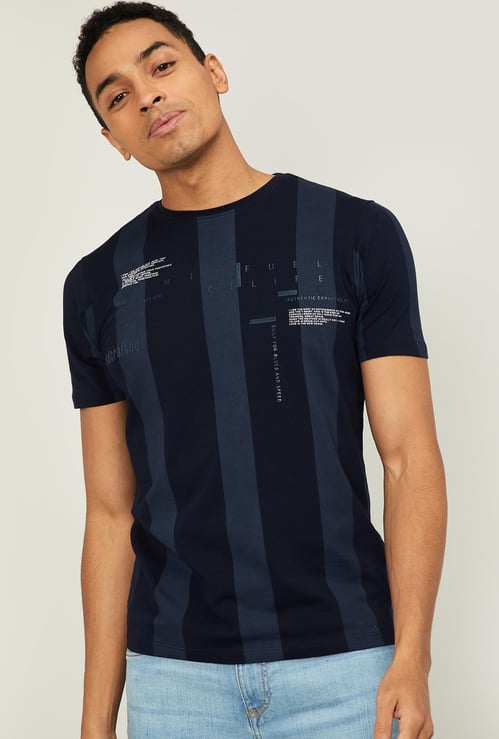 KILLER Men Striped Regular Fit Crew Neck T-shirt