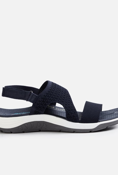 SKECHERS Women Textured Velcro-Strap Sandals
