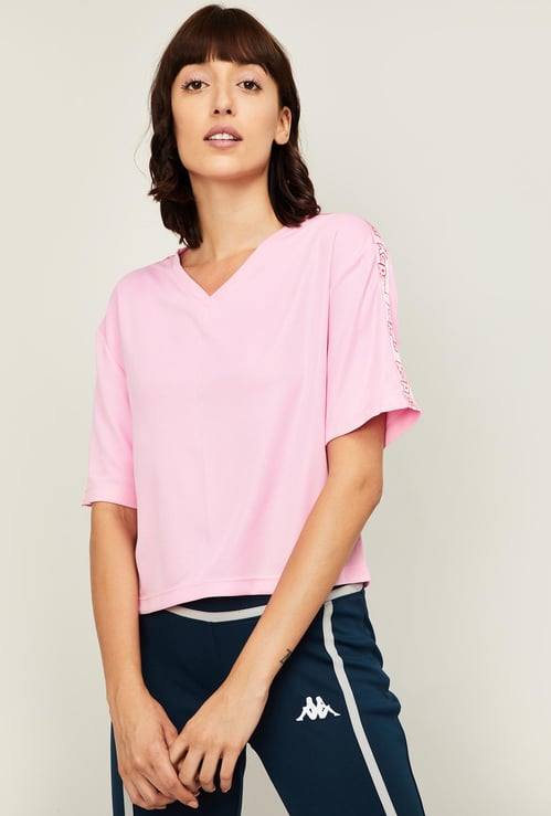 KAPPA Women Solid V-neck T-shirt