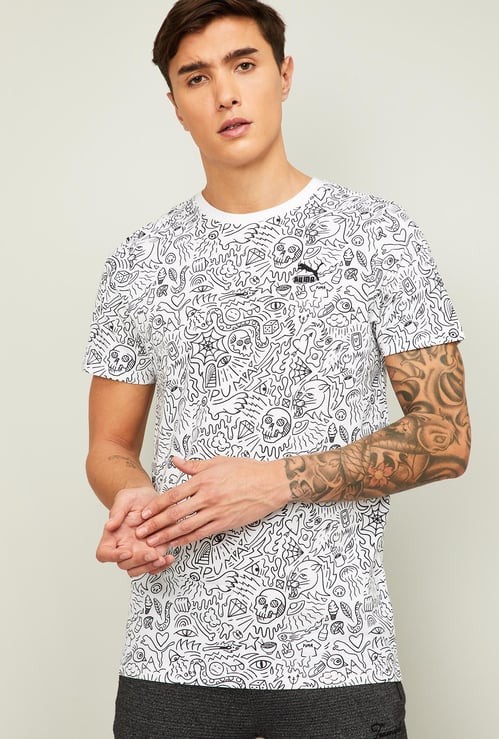 PUMA Men Printed Regular Fit Crew Neck T-shirt