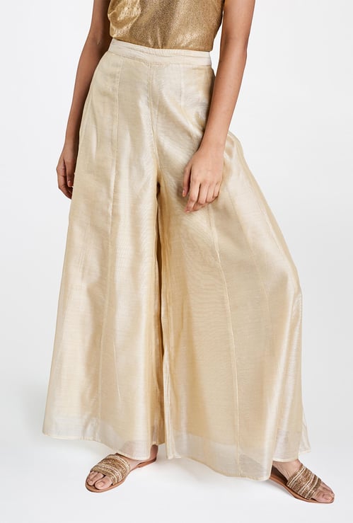 GLOBAL DESI Women Solid Elasticated Palazzos