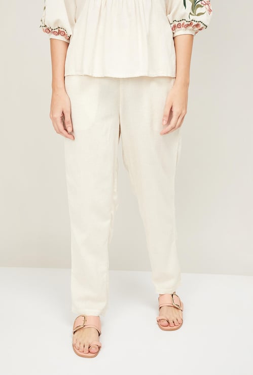 GLOBAL DESI Women Solid Elasticated Straight Pants