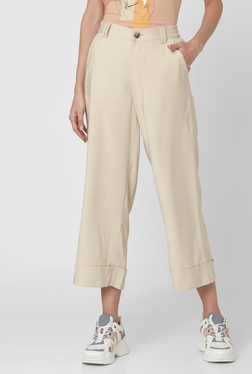 VERO MODA Women Solid Ankle-Length Straight Trousers