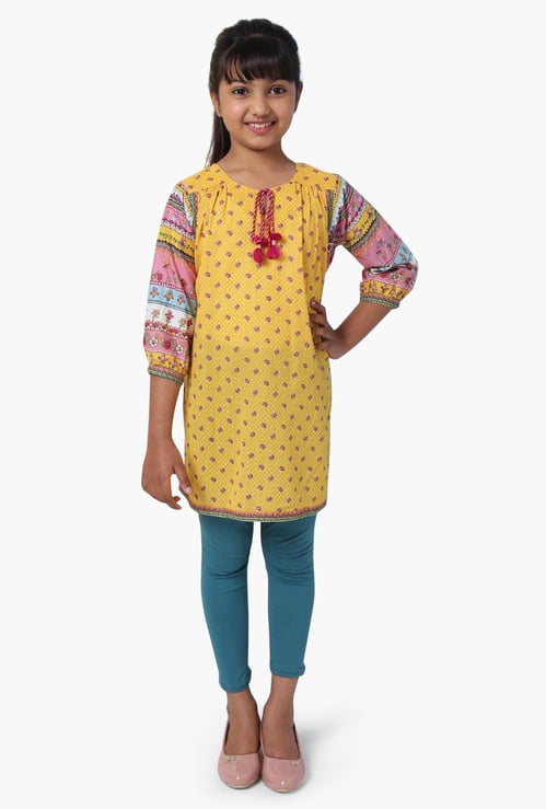 BIBA Girls Printed Kurta with Solid Leggings